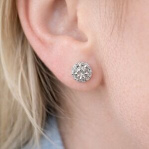 Diamond Cluster Stud Earrings .925 Sterling Silver From Kay Jewelers #707